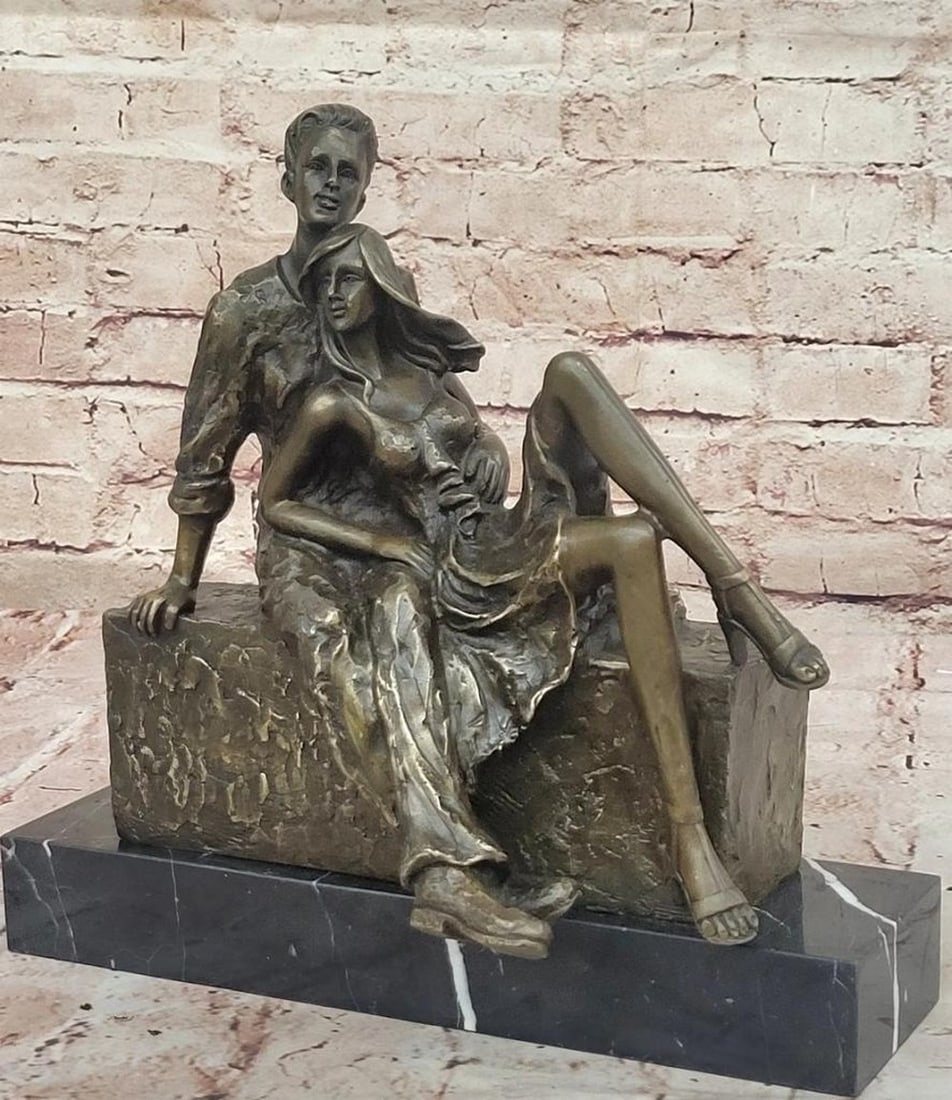 Embrace of Love Original Bronze Sculpture by Milo - 11'' x 11.5'': Embrace of Love Original Bronze Sculpture by Milo - 11" x 11.5" This handcrafted bronze sculpture by Milo beautifully captures the tender intimacy of a couple in an affectionate embrace,