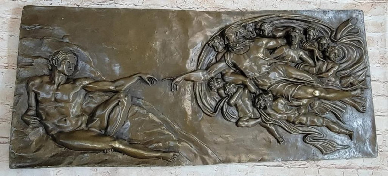 Adam Wall-Mounted Bronze Sculpture Inspired by Michelangelo's ''Creation of Man'' - 14'' x 33'' (1 of 8)