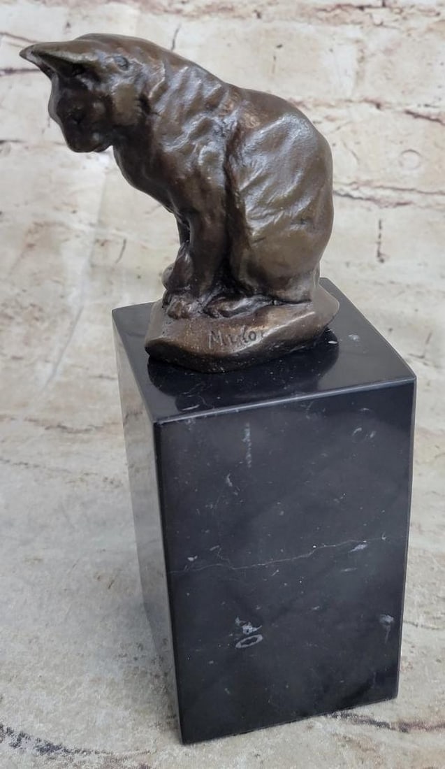 House Cat on Marble Base Original Bronze Statue - 8.5'' x 3'' (1 of 6)