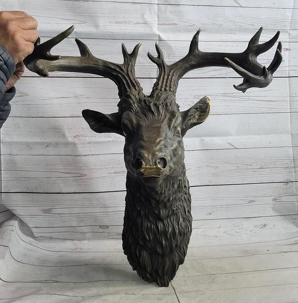 Whispers of the Wilderness Original Signed Bronze Deer Head Wall Sculpture by Milo - 23'' x 23'' (1 of 6)