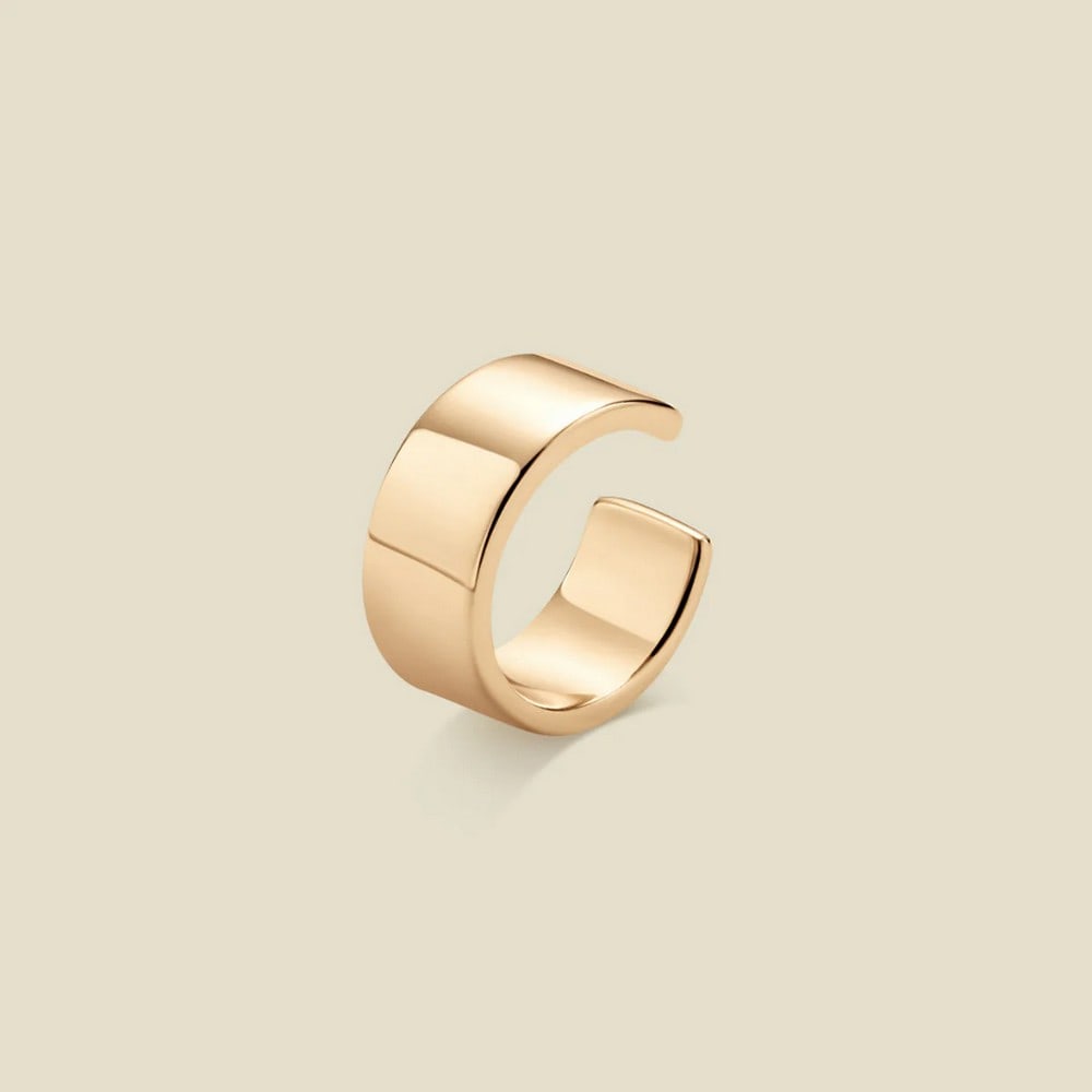 Vermeil Gold Luster Wide Ear Cuff Earrings: Vermeil Gold Luster Wide Ear Cuff Earrings Glow wherever you go with the street-chic Luster Wide Ear Cuff. Designed with a bold width and a lightweight feel, this cigar band-style cuff adds