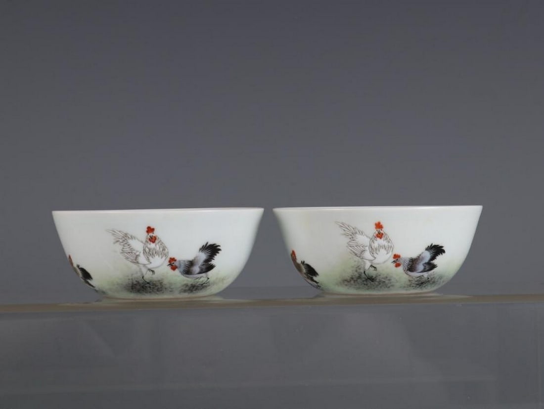 Inspired Qing Yongzheng Famille Rose Auspicious Cups - Pair (1 of 8)