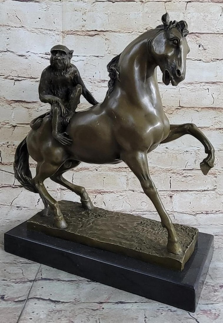 Original Bronze Horse and Monkey Sculpture by Milo - 13'' x 13'' (1 of 6)