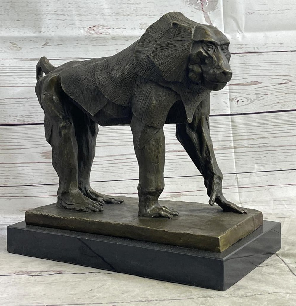 Signed Original Wild Baboon Bronze Sculpture - 11.5'' x 11.5'' (1 of 8)