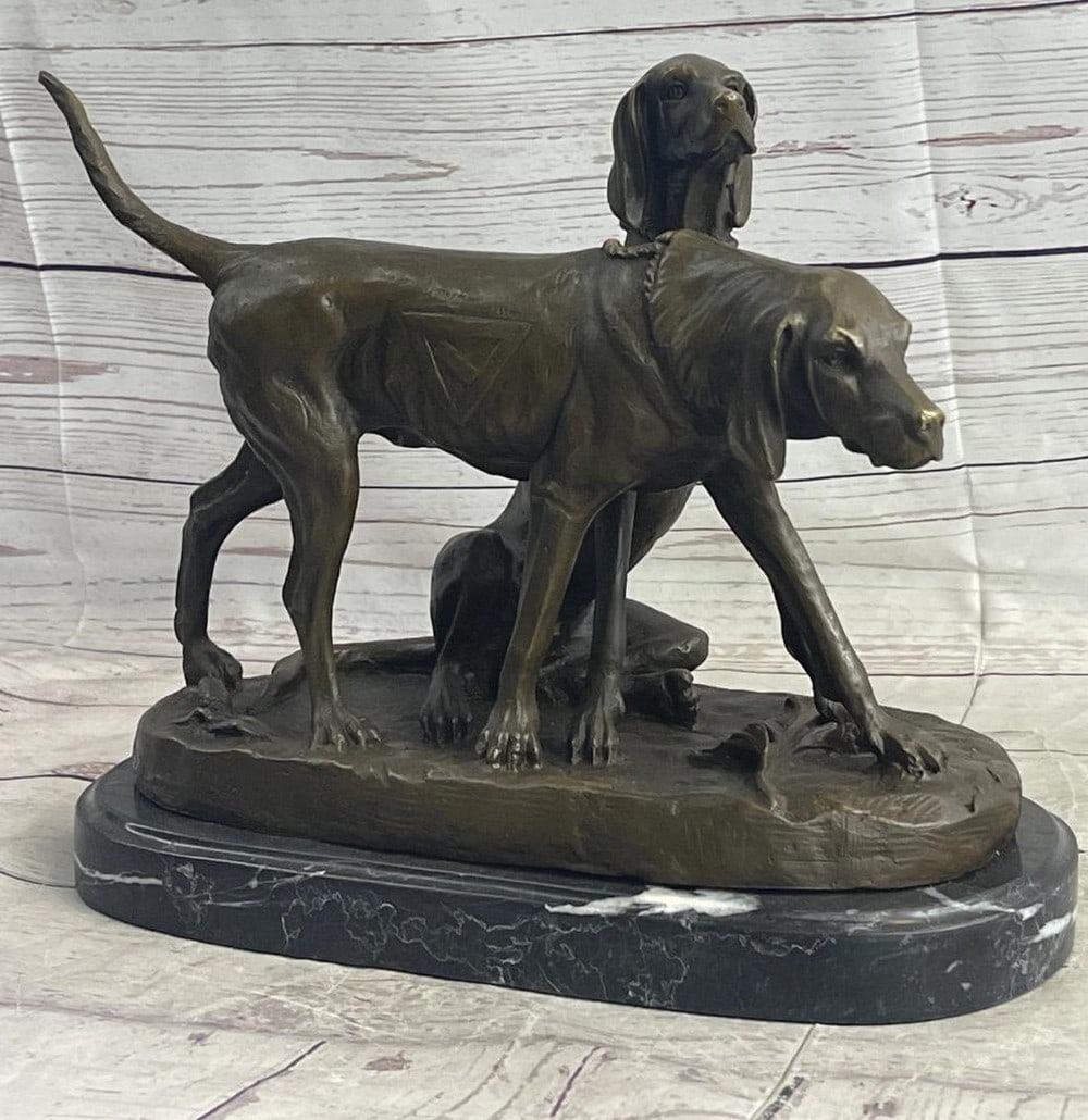 A. Cain Hunting Dogs Bronze Sculpture On Marble Base - 11'' x 14'' (1 of 8)