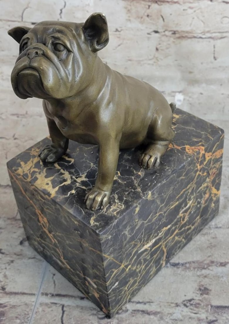 Original English Bulldog On Marble Base Bronze Sculpture - 9'' x 6'': Original English Bulldog On Marble Base Bronze Sculpture - 9" x 6" A man`s best friend through and through, dogs have been welcomed into the homes of families for centuries. This adorable 