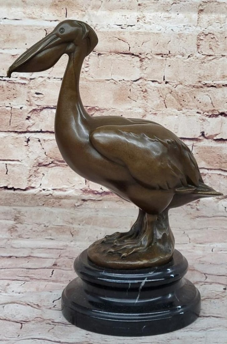 Resting Stork Original Bronze Statue - 12.5'' x 10: Resting Stork Original Bronze Statue - 12.5" x 10 Milo's bronze sculpture expertly captures the elegance of a stork bird. Handcrafted with the lost wax method, it intricately details each feather 
