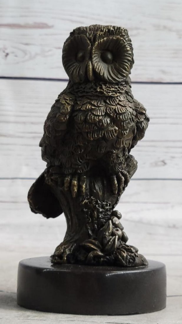 Miniature Owl Bird Bronze Sculpture Bookend - 6'' x 3'': Miniature Owl Bird Bronze Sculpture Bookend - 6" x 3" Make a powerful statement with this noble Owl sculpture. Crafted by skilled artisans in Europe, this piece is made of the finest pure bron