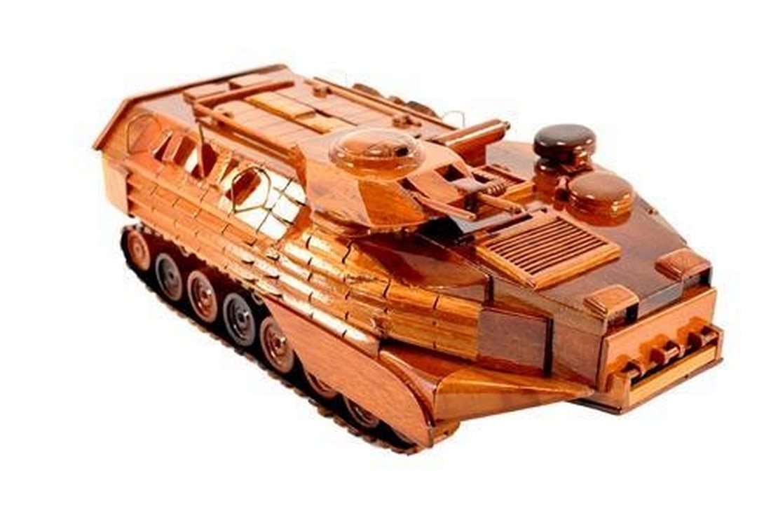 AAV-P7/A1 Assault Amphibious Wooden Vehicle Model: AAV-P7/A1 Assault Amphibious Wooden Vehicle Model Handcrafted from solid mahogany, this Assault Amphibious Vehicle - official designation AAV-P7/A1 is a fully tracked amphibious landing vehicle