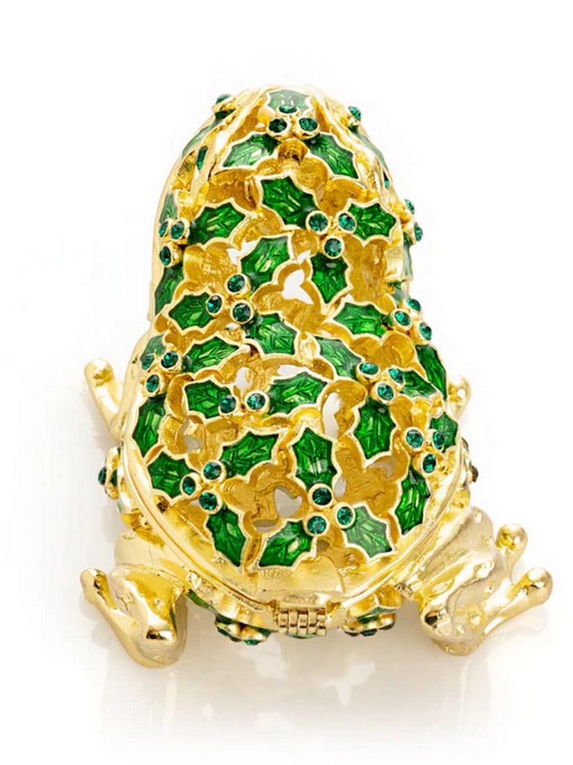 Emerald Frog Enamel Trinket Box - 3