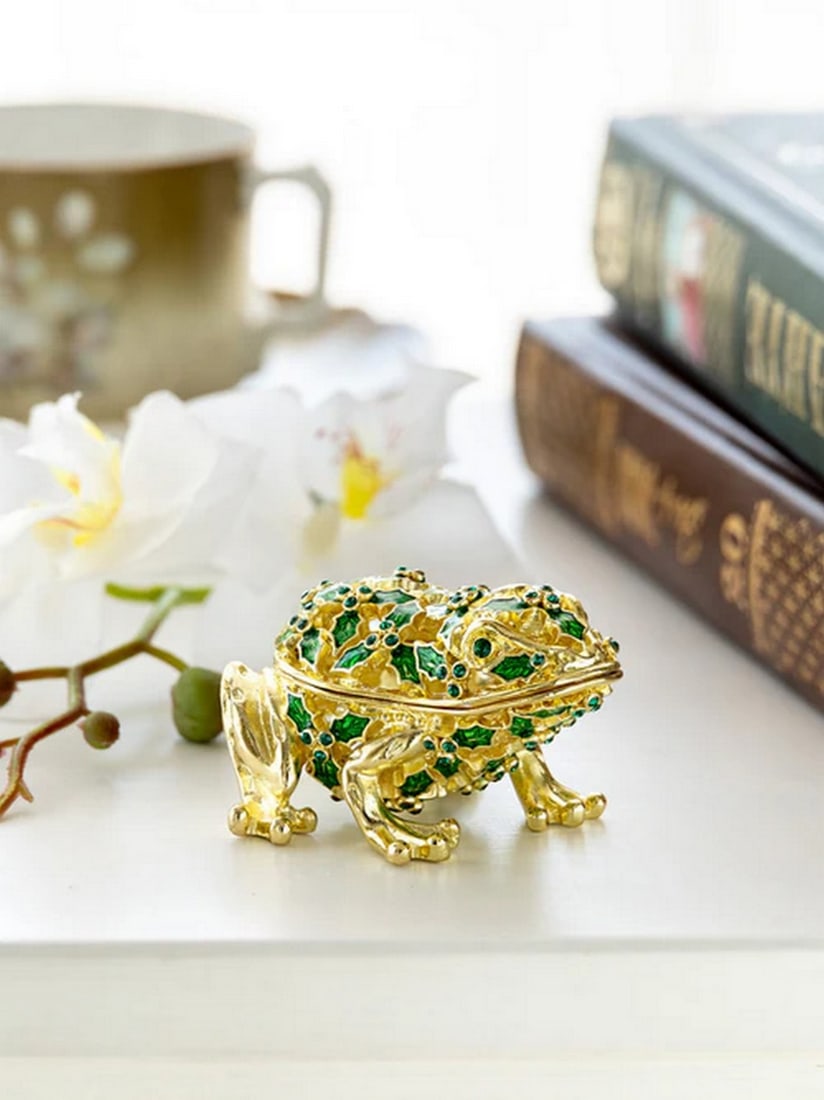 Emerald Frog Enamel Trinket Box - 4