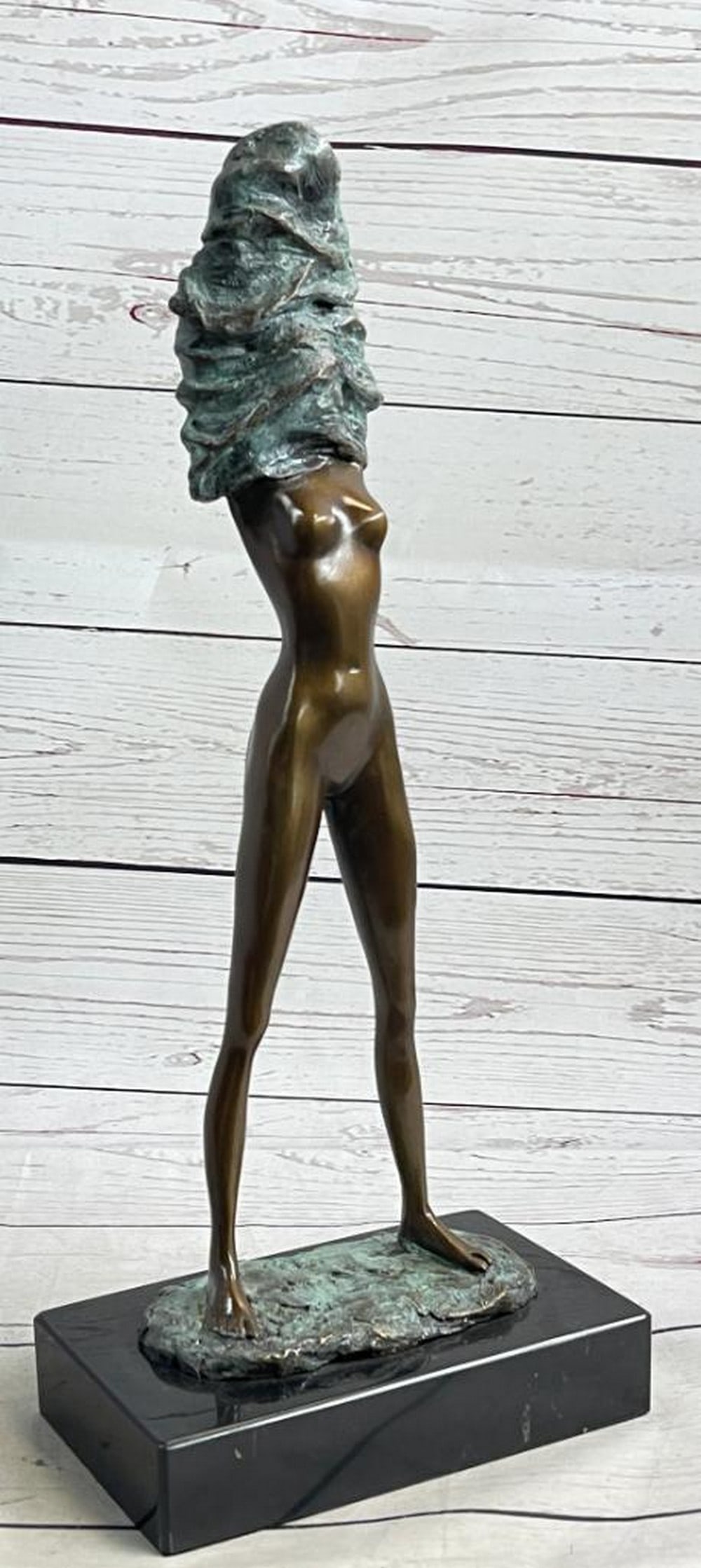 Nude Woman Removing Cloth Erotic Bronze Sculpture by Nick - 4'' x 6'': Nude Woman Removing Cloth Erotic Bronze Sculpture by Nick - 4" x 6" Explore the intriguing and sensual allure of this abstract nude sculpture by artist Nick. The piece features a confident femal