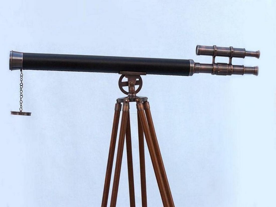 Antique Copper and Leather Griffith Astro Telescope - 65'' Floor Standing (1 of 5)