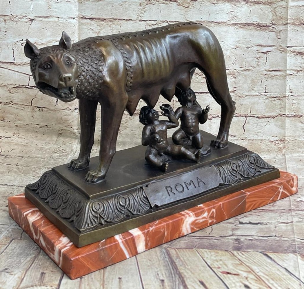 She-Wolf with Romulus and Remus Inspired Bronze Sculpture - 11.5'' x 15'' (1 of 8)