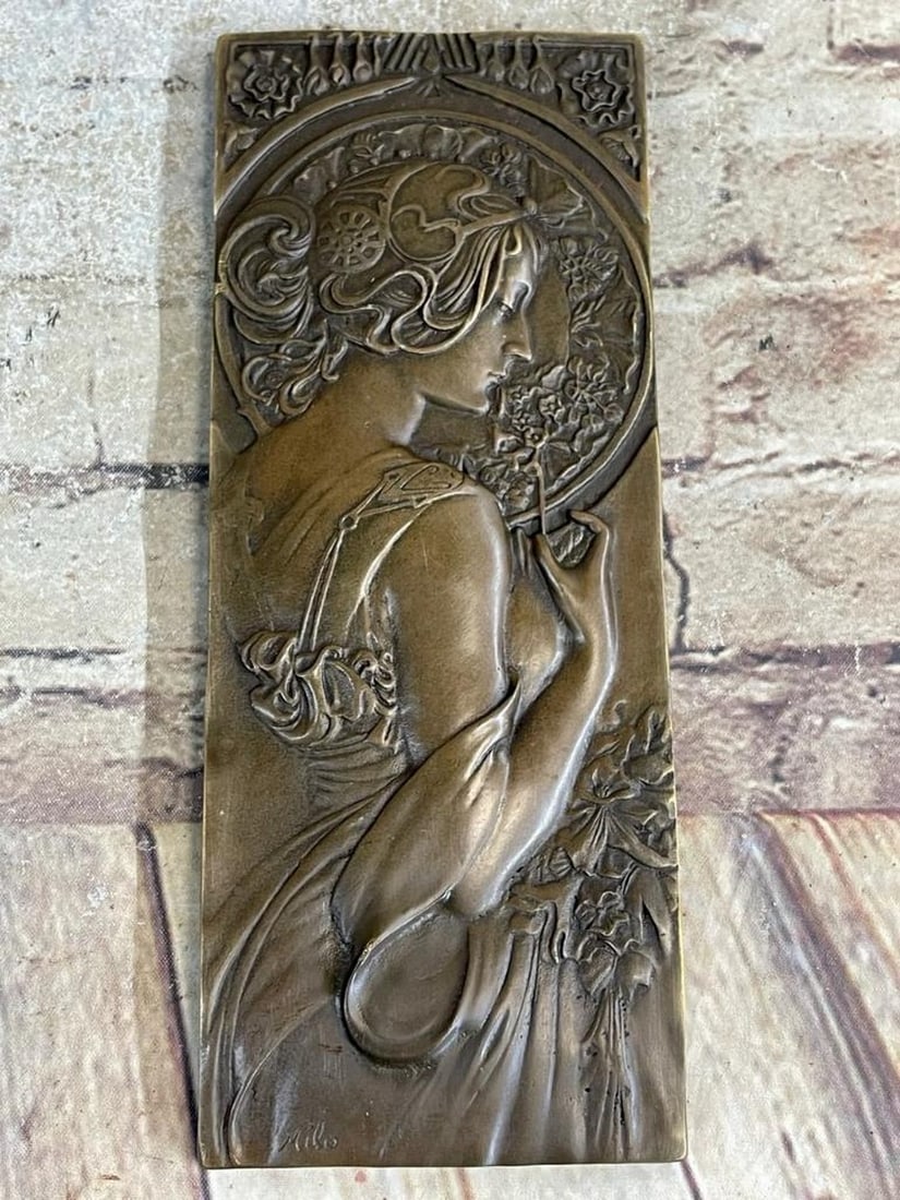 Lady Bronze Bas Reliefs by Milo - 9.5'' x 4'': Lady Bronze Bas Reliefs by Milo - 9.5" x 4" Introducing our exquisite bronze bas reliefs, rare gems meticulously crafted through hours of carving and molding. Each piece showcases the captivatin