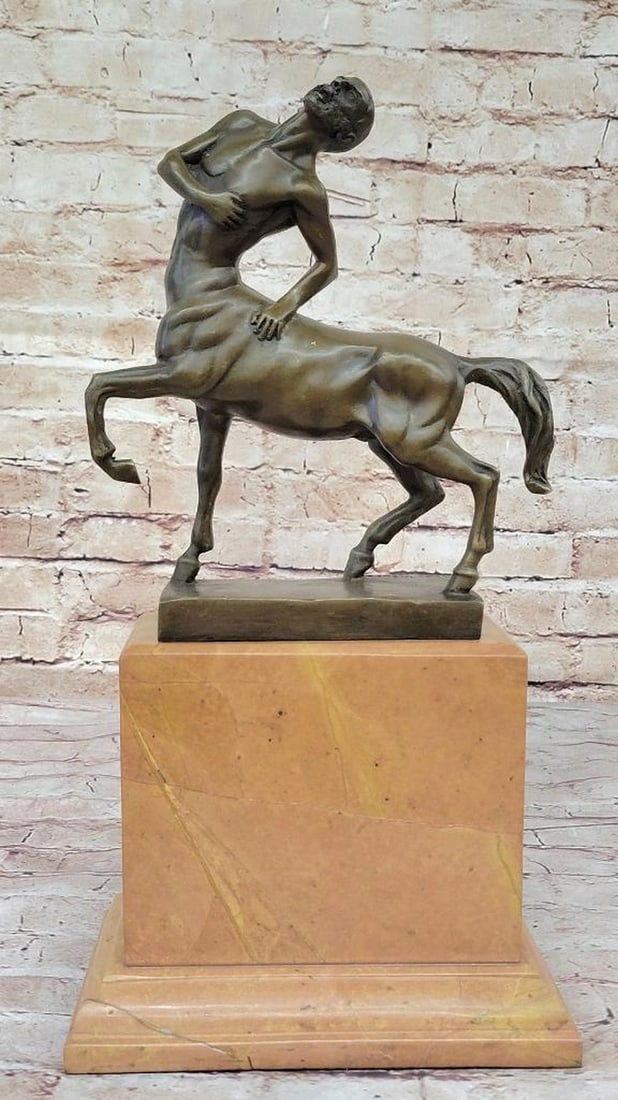 Celestial Gaze - Bronze Centaur Sculpture Inspired by Aldo Vitaleh - 15.5'' x 7.5'': Celestial Gaze - Bronze Centaur Sculpture Inspired by Aldo Vitaleh - 15.5" x 7.5" Celestial Gaze is a mesmerizing bronze sculpture by Aldo Vitaleh, portraying a centaur in a rare moment of