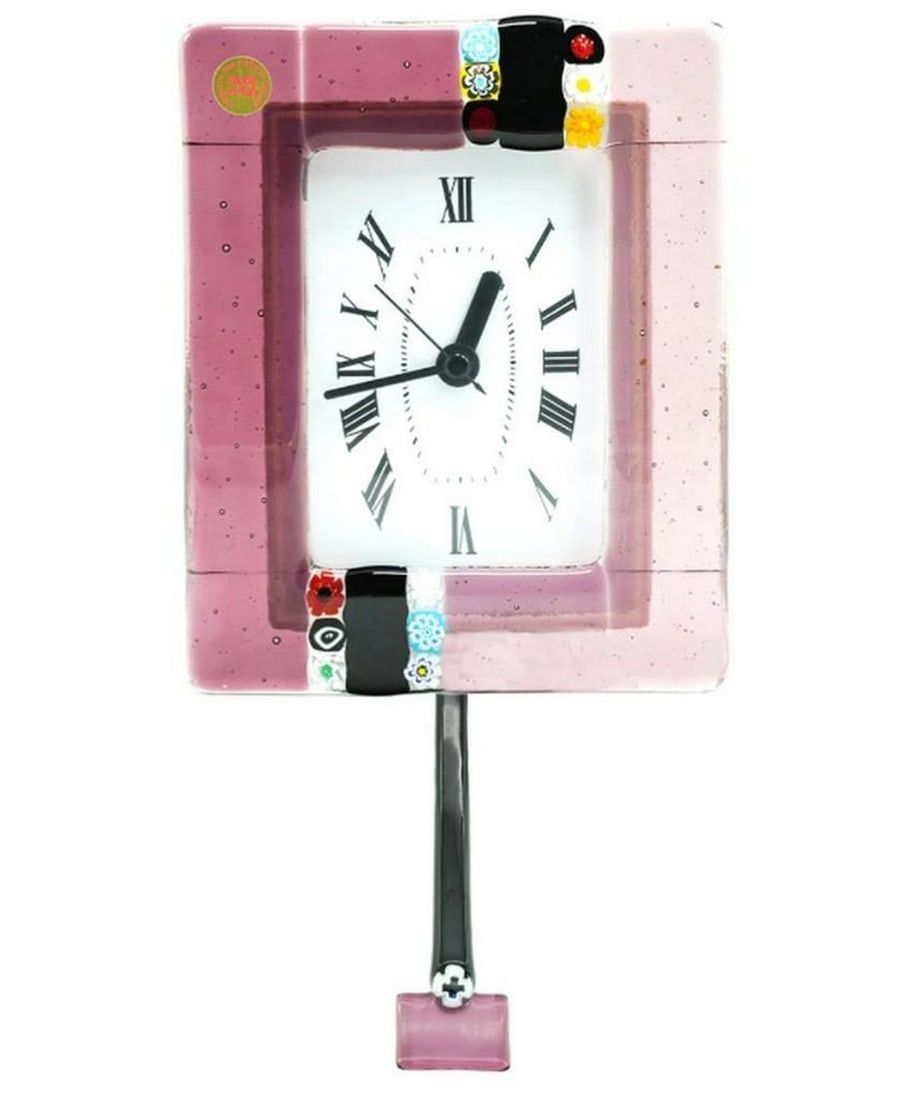 Murrina Pink Glass Pendulum Wall Clock - Small (1 of 3)