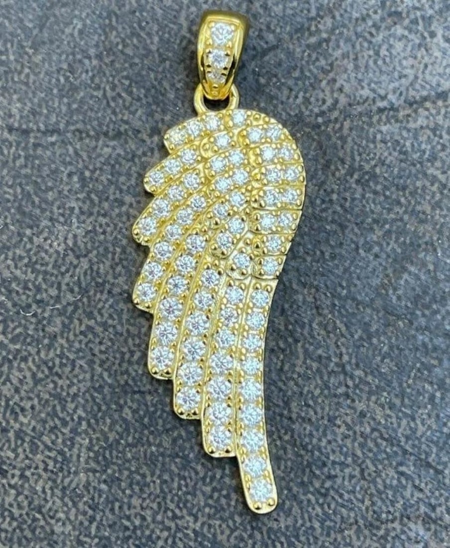 Iced Out Angel Wing Necklace Pendant (1 of 2)