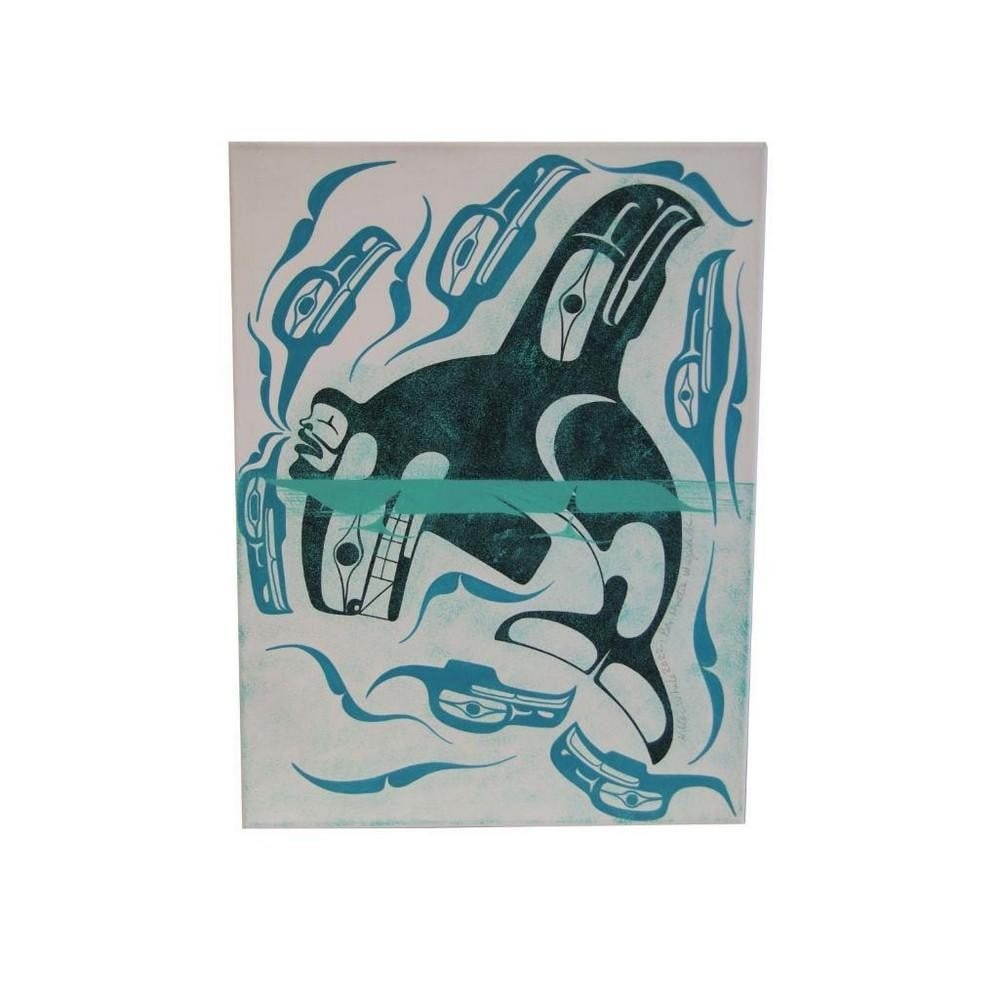 24'' x 18'' Original Blue Killer Whale Canvas Painting by Ben Houstie (1 of 1)