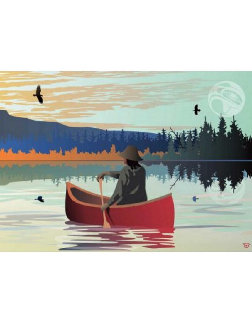 16.5'' x 13'' Limited Edition Lone Canoe Print By Mark Preston: 16.5" x 13" Limited Edition Lone Canoe Print By Mark Preston Cultural Background: Tlingit, Yukon Territory Mark Preston (Tenna?Tsa?Teh) was born in Dawson City, Yukon. He is of Tlingit and Irish