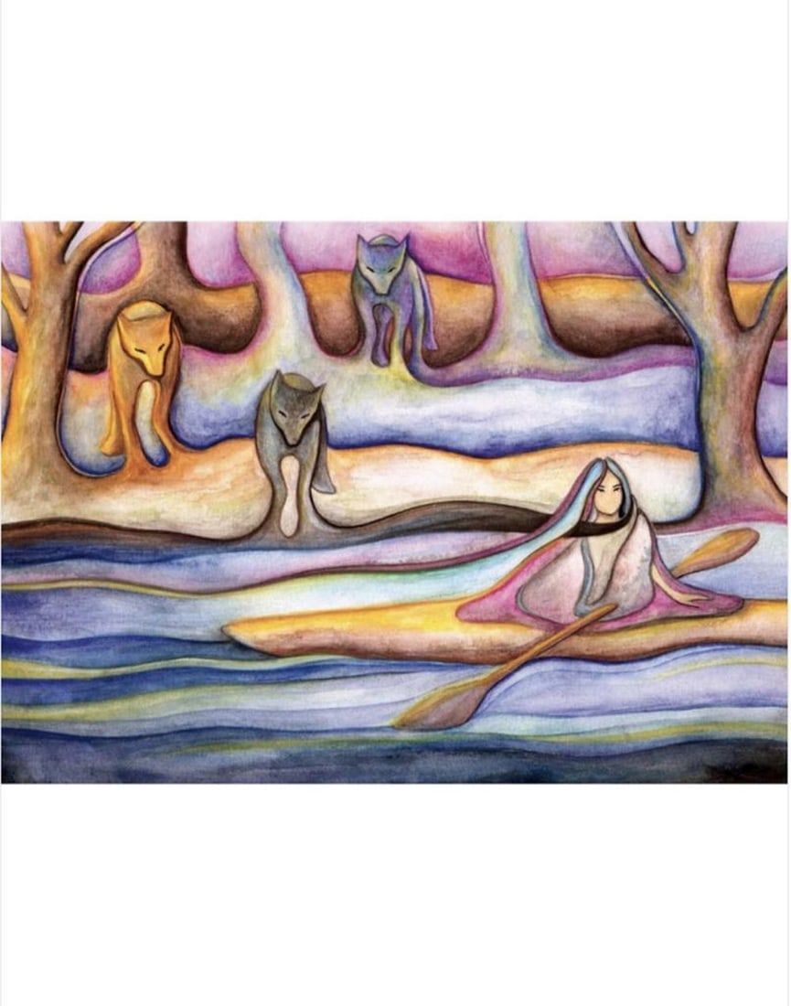 12'' x 14'' Early Evening Flowing into Fall Framed Art Print by Nathalie Coutou: 12" x 14" Early Evening Flowing into Fall Framed Art Print by Nathalie Coutou Nathalie Coutou was born on a farm with a kennel of over 800 sled dogs in the province of Quebec. As a child she was
