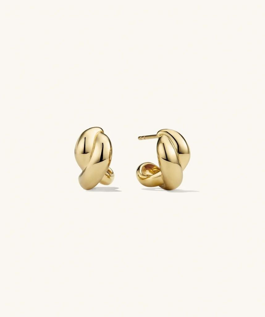 18k Vermeil Gold Plated Brioche Hoop Earrings: 18k Vermeil Gold Plated Brioche Hoop Earrings These 18k Vermeil Gold Plated Brioche Hoop Earrings blend timeless charm with contemporary flair. Featuring a soft, rounded silhouette inspired by the ele