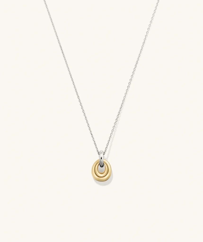 18k Vermeil Gold Plated & Sterling Silver Jojo Loop Pendant: 18k Vermeil Gold Plated Jojo Loop Pendant This 18k Vermeil Gold Plated Jojo Loop Pendant is a contemporary take on timeless elegance. Featuring a graceful open-loop design with a polished 18k gold ver
