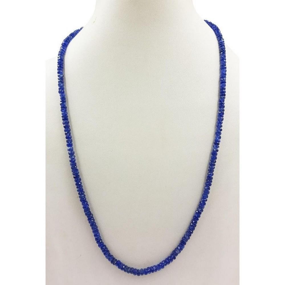 89.46ct Violet Sapphire Faceted Beaded Necklace: 89.46ct Violet Sapphire Faceted Beaded Necklace Beads Diameter - 4.0 to 4.2mm Length Of Necklace - 46 cms Weight In Carats - 89.46 View Photos For Further Details.