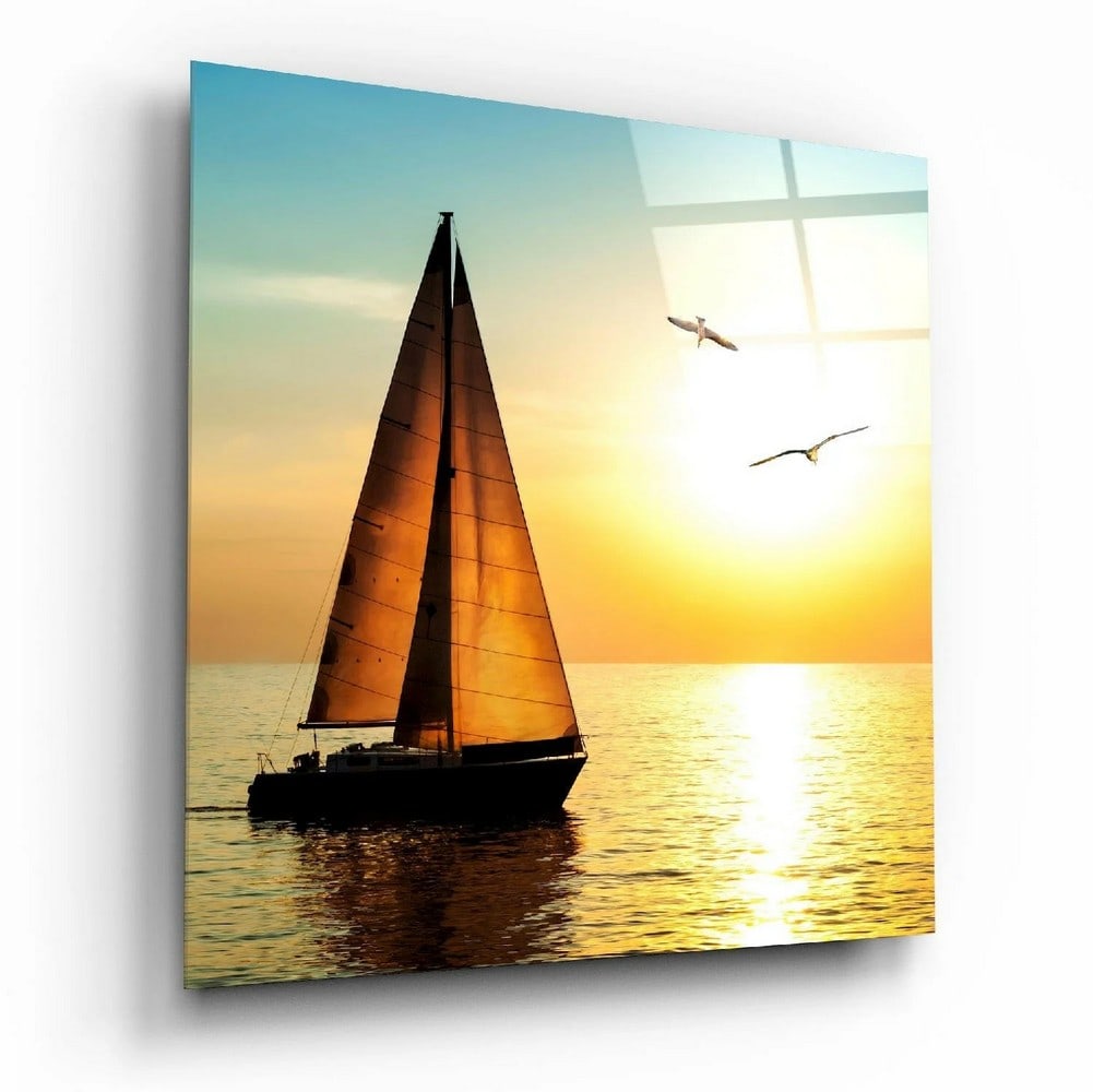 Ocean Sailboat Tempered Glass Wall Art (1 of 3)