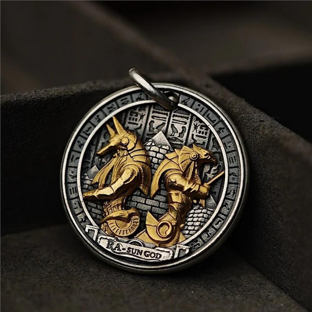 Horus Anubis Pendant: Horus Anubis Pendant Merging ancient Egyptian mythology with Mongolian artistry, the Horus Anubis Pendant features two powerful deities-Horus, symbol of protection and power, and Anubis, guardian of