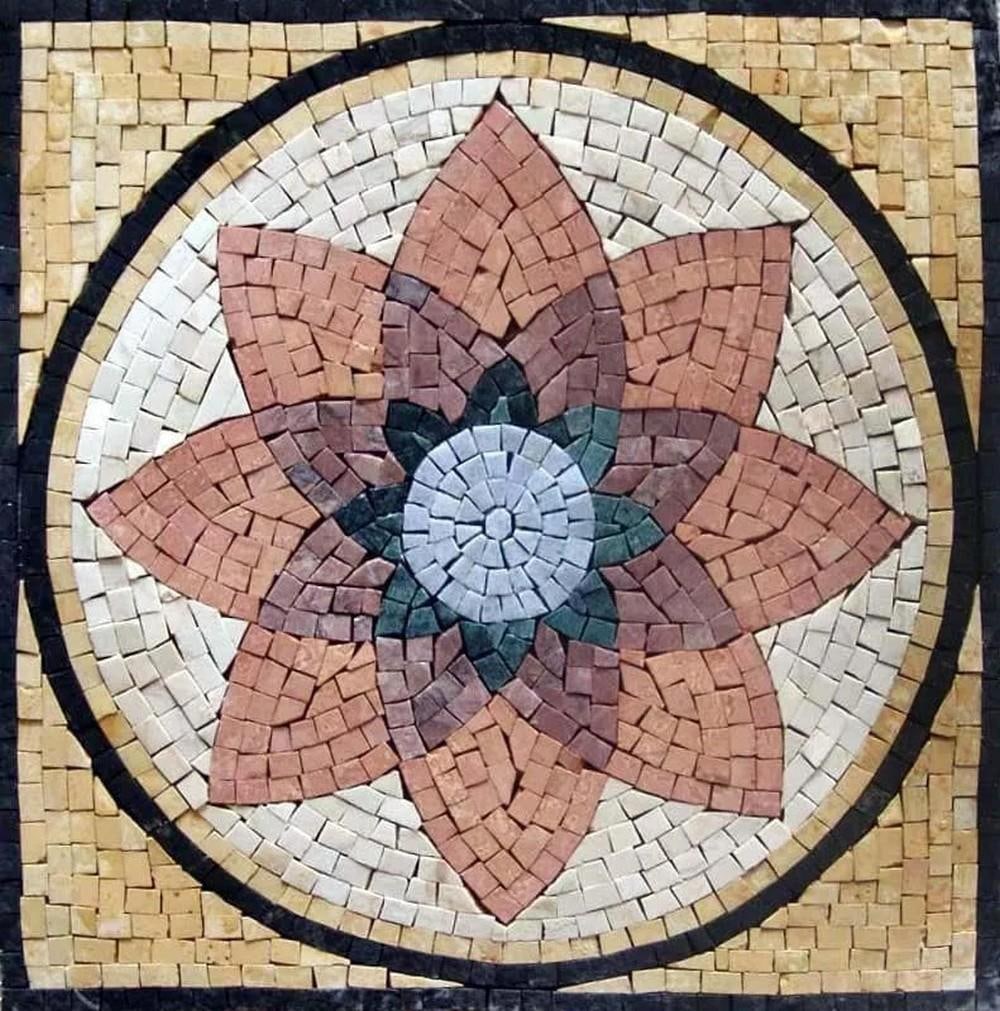 Water Lily Wall Art Mosaic: Water Lily Wall Art Mosaic A square marble mosaic depicting the serene beauty of water lilies in rich, natural tones. Handcrafted from natural stone, this mosaic showcases intricate patterns and subtl