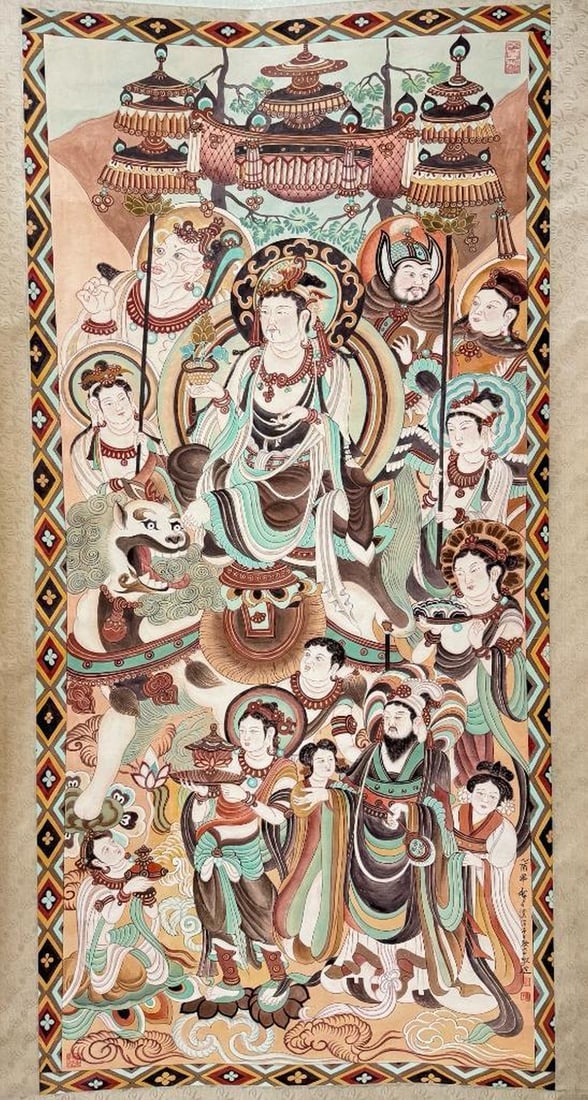 Celestial Assembly Inspired Scroll Painting by Zhang Daqian - 2