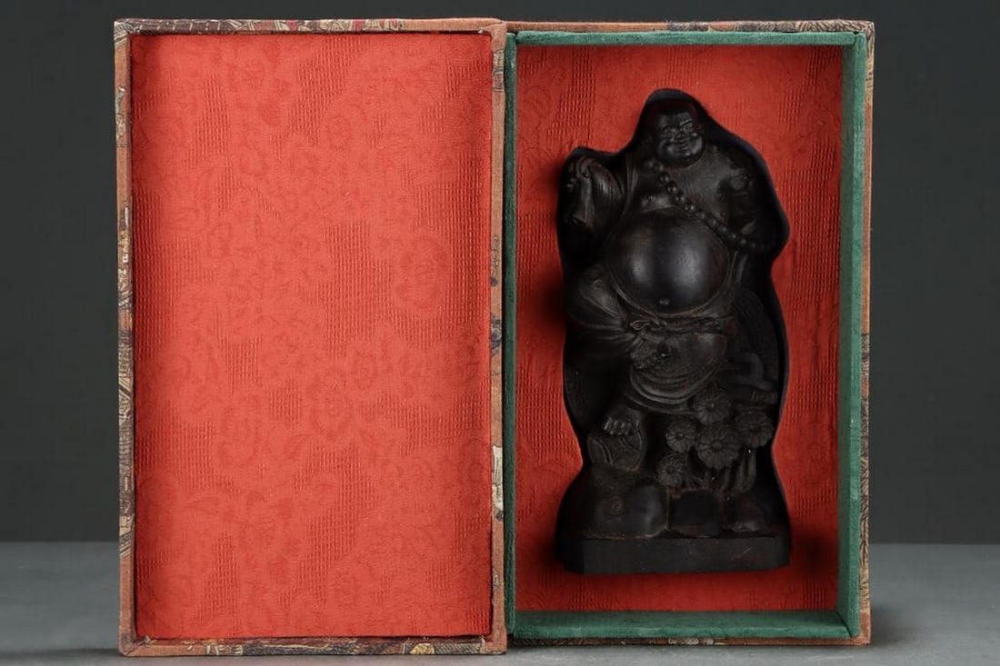 Old Collection Agarwood Carving Bu Dai Monk Statue (1 of 9)