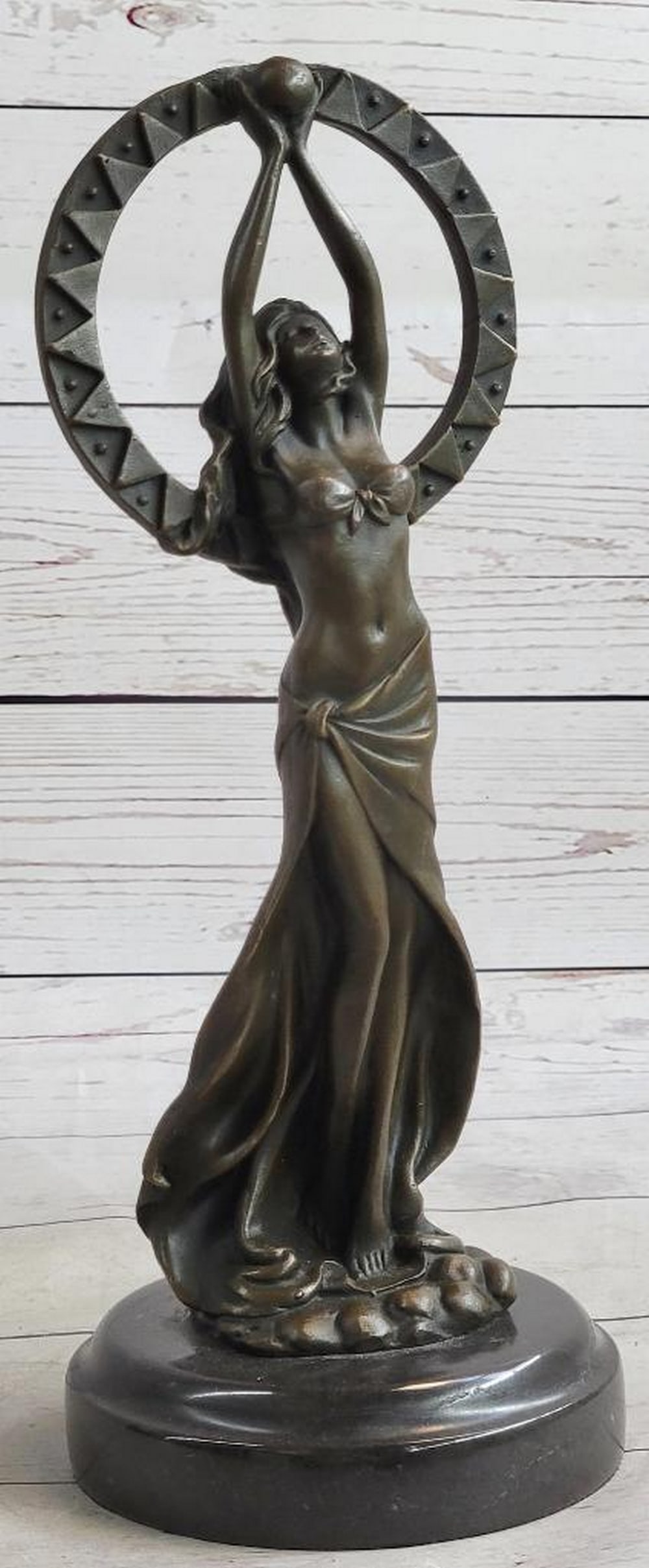 Moreau’s Reproduction Bronze Sculpture of a Sensuous Woman – 12" x 4.5": Moreau’s Reproduction Bronze Sculpture of a Sensuous Woman – 12" x 4.5" This striking bronze sculpture depicts a sensuous woman in a graceful, expressive pose, finished with a rich brown p