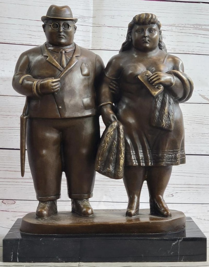 Couple On A Stroll Bronze Sculpture by Fernado Botero - 14" x 11": Couple On A Stroll Bronze Sculpture by Fernado Botero - 14" x 11" This is an amazing piece is beyond believe astonishing. This lovely couple take a stroll through the park before attending the