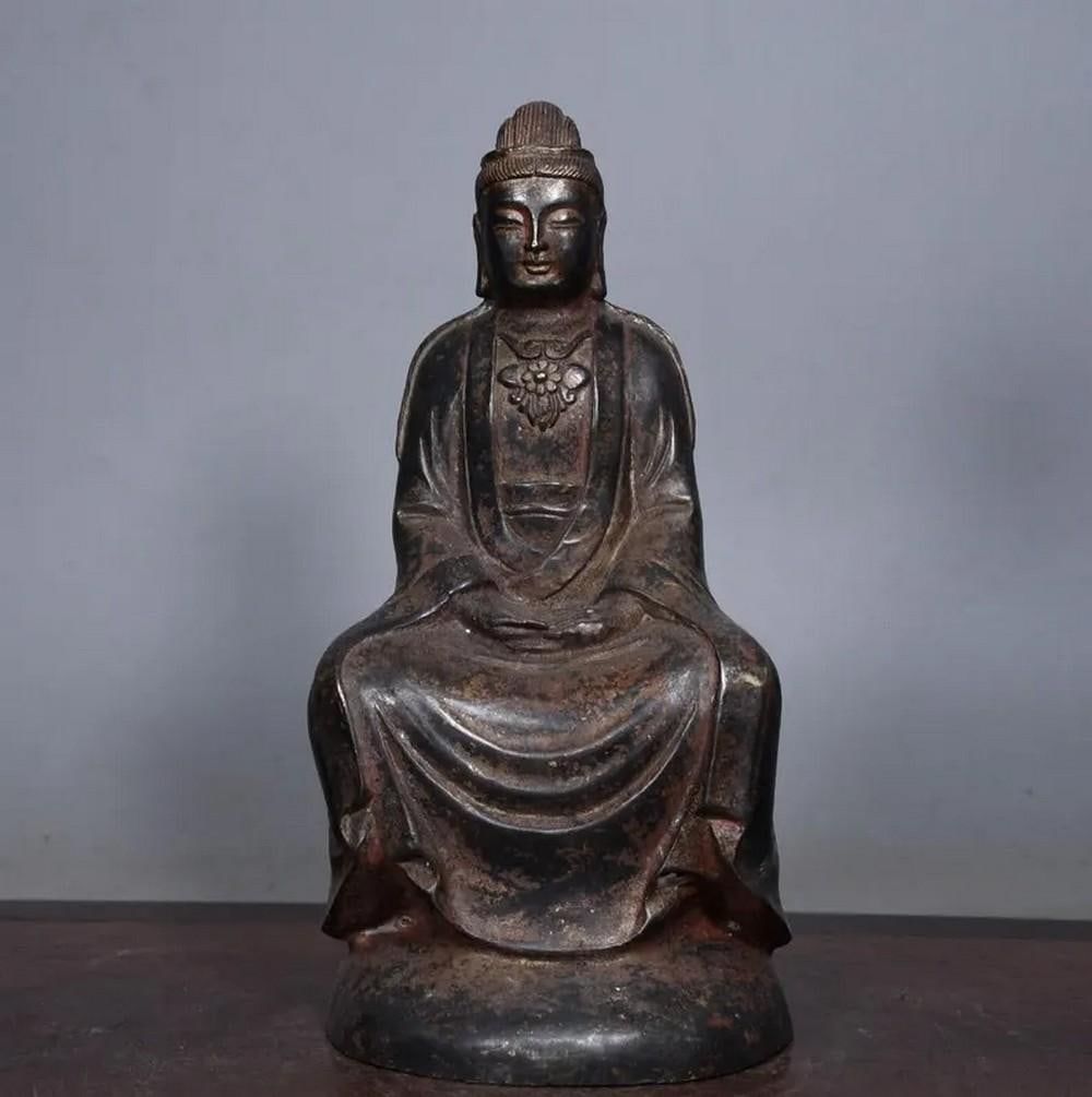 Antique Chinese Copper Guanyin Bodhisattva Statue (1 of 5)