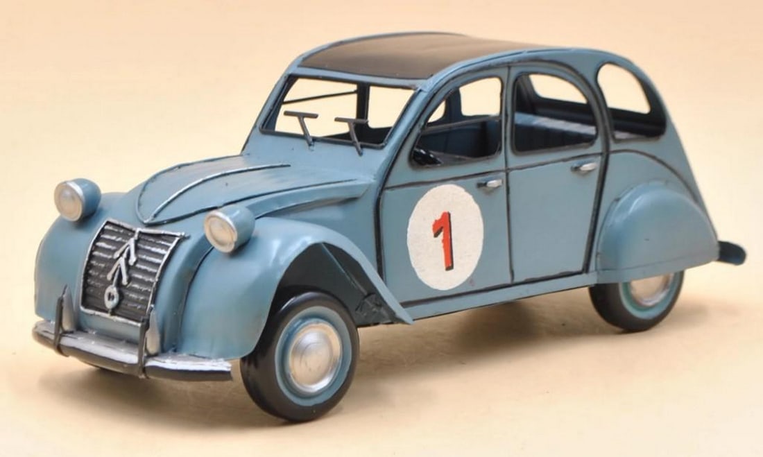 1950 Citroen 2CV Blue Car Number 1 Automobile Die Cast Car Figurine: 1950 Citroen 2CV Blue Car Number 1 Automobile Die Cast Car Figurine Beautifully handmade and each piece is a unique collectible and show piece for your home. Key Features: Decoration & parts