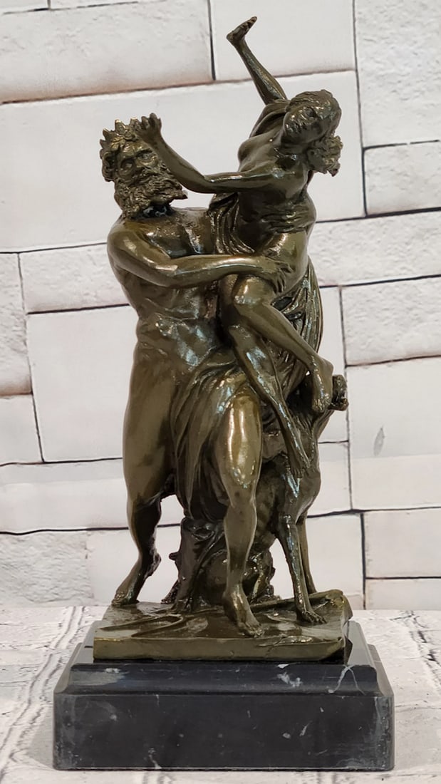 Abduction of Persephone Bronze Sculpture After Phidias - 10" x 4": Abduction of Persephone Bronze Sculpture After Phidias - 10" x 4" Introducing a Bronze Sculpture: This depiction of the Abduction of Persephone presents a mythological scene with dynamic movem