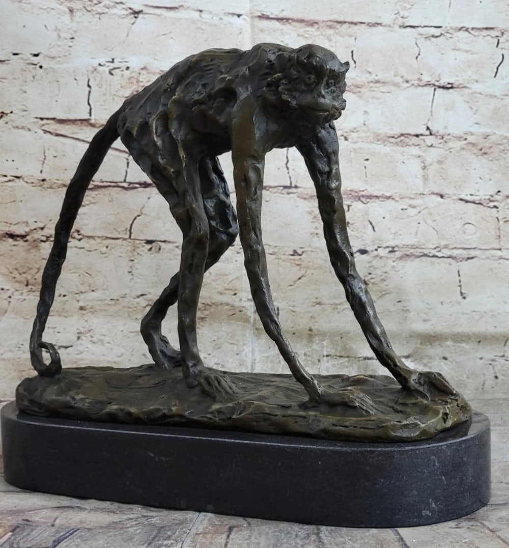 Signed Milo Original Abstract Monkey Bronze Sculpture On Marble Base - 10" x 11.5": Signed Milo Original Abstract Monkey Bronze Sculpture On Marble Base - 10" x 11.5" Miguel Lopez's animal sculptures are renowned as some of the most impressive of the modern era, and this 