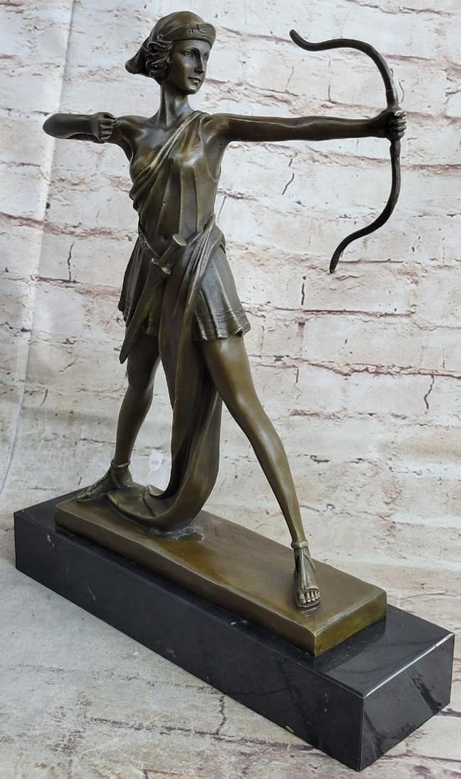 Diana the Huntress Bronze Sculpture Inspired by Pierre Le Faguays - 14" x 11": Diana the Huntress Bronze Sculpture Inspired by Pierre Le Faguays - 14" x 11" This commanding bronze sculpture by Pierre Le Faguays depicts Diana the Huntress—also known as Diana Nemorensis 