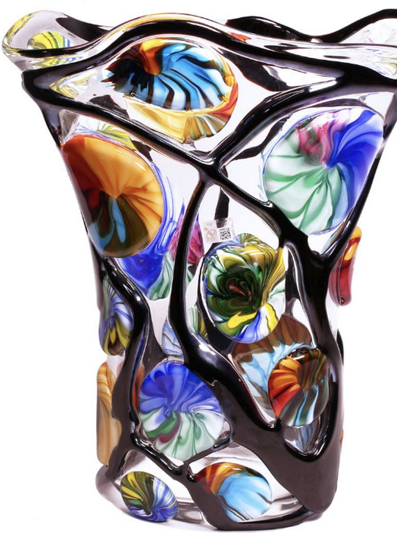 Floral Garden - Handcrafted Murano Glass Blown Vase: Floral Garden - Handcrafted Murano Glass Blown Vase The delicate pastel colors of this vase centerpiece give it a unique aura, transforming it from a common object into a valuable piece perfect for an