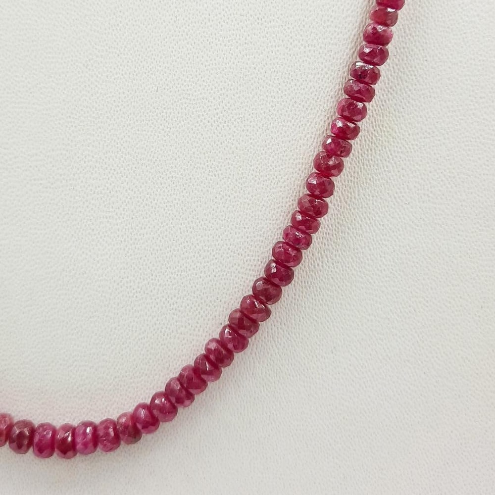 Ruby Faceted Bead String Necklace - 2