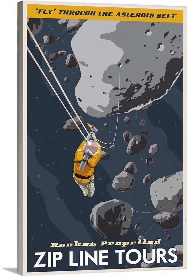 Retro Space Travel Asteroids Canvas Print by Steve Thomas (1 of 2)
