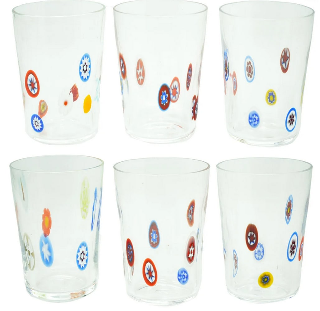 Sorrento Millefiori Drinking Glasses Set of 6 - Murano Glass (1 of 5)
