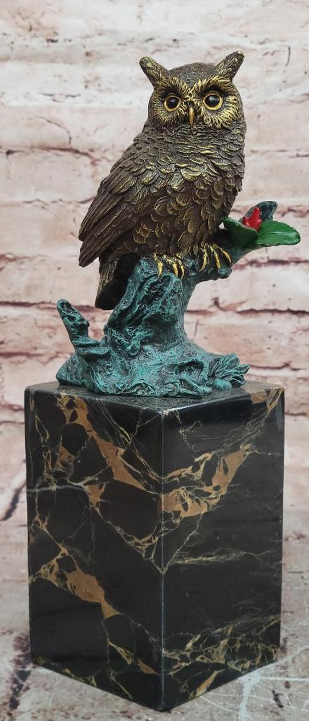 Milo Original Bronze Sitting Owl on Branch Sculpture – 11" x 3" (1 of 6)