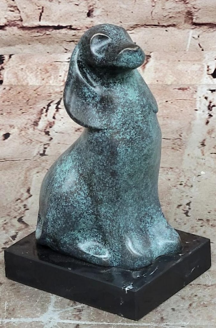 Miguel Lopez (Milo) Original Bronze Sculpture of Dog – 6.5" x 4": Miguel Lopez (Milo) Original Bronze Sculpture of Dog – 6.5" x 4" This bronze sculpture depicts an abstract representation of a dog, rendered with simplified lines and flowing form. The compo