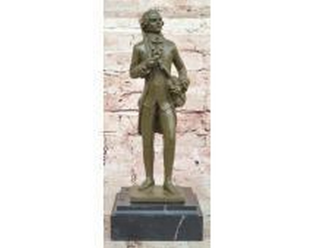 Bronze Classical Violinist Sculpture by Milo – Young Mozart on Marble Base – 10" x 4" (1 of 5)