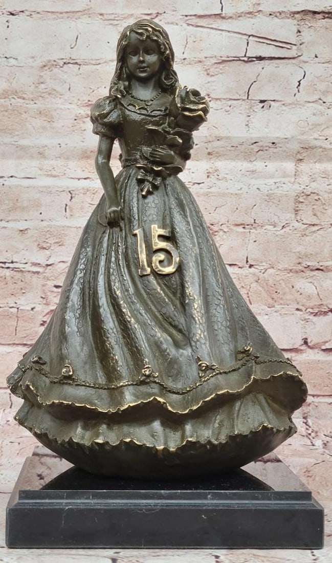 Bronze Sculpture of Quinceañera Girl by Jean Patoue Coming-of-Age Figurine on Marble Base – 13" x: Bronze Sculpture of Quinceañera Girl by Jean Patoue Coming-of-Age Figurine on Marble Base – 13" x 8" This stunning bronze sculpture by Jean Patoue celebrates the beauty and significance of 