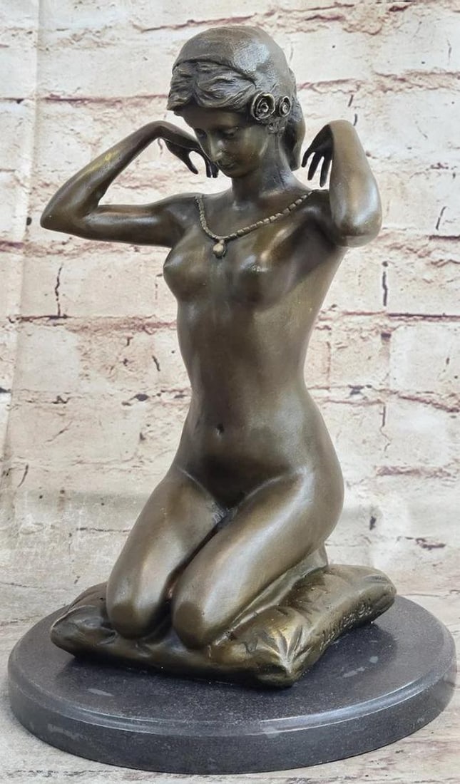 Serenity Unveiled Inspired Bronze Sculpture Kneeling Woman by Aldo Vitaleh - 10" x 7.5": Serenity Unveiled Inspired Bronze Sculpture Kneeling Woman by Aldo Vitaleh - 10" x 7.5" This bronze sculpture is a rendition of "Kneeling Woman" by the Italian sculptor Aldo Vitaleh. T