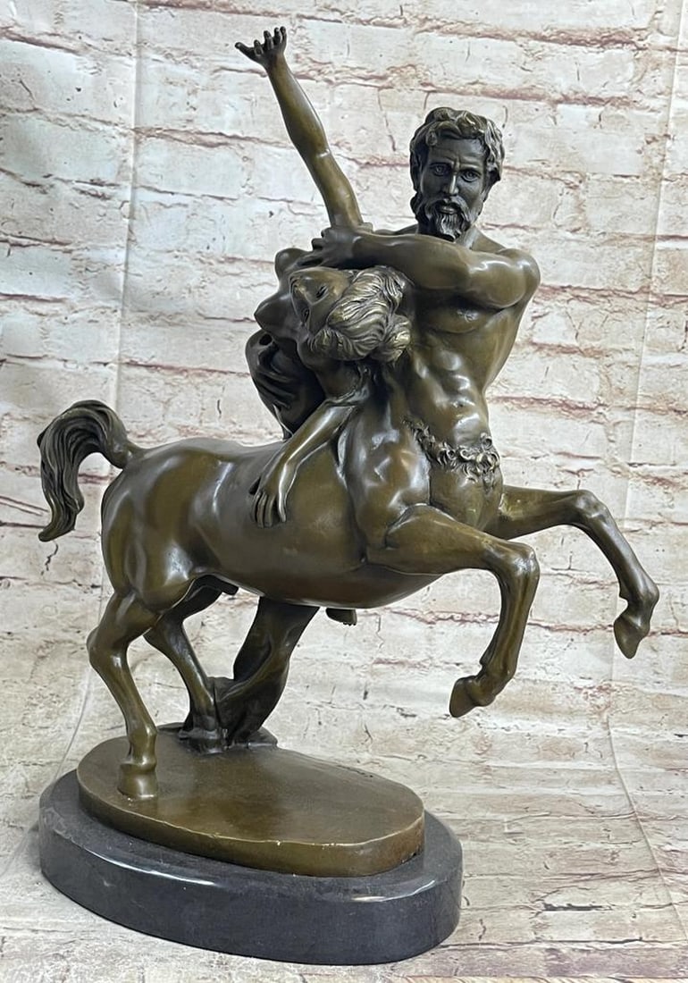 Clodion Signed Bronze Sculpture The Abduction of Deianira held by the Centaur Nessus- 17" x 15": Clodion Signed Bronze Sculpture The Abduction of Deianira held by the Centaur Nessus- 17" x 15" The bronze sculpture, titled "The Abduction of Deianira held by the Centaur Nessus," and